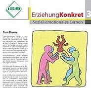 Cover des Heftes "ErziehungKonkret3": Mehrere stilisierte Kinder halten ein anderes Kind auf dem Kopf stehend in die Luft (Grafik).