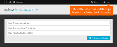 Screenshot: mebis Prüfungsarchiv